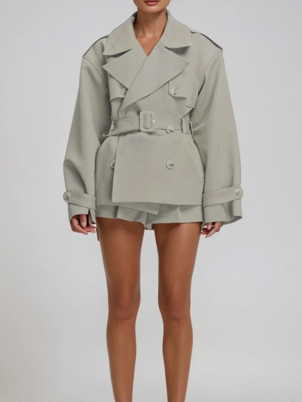 Dejana Trench Coat Shorts Set Innovare Denim